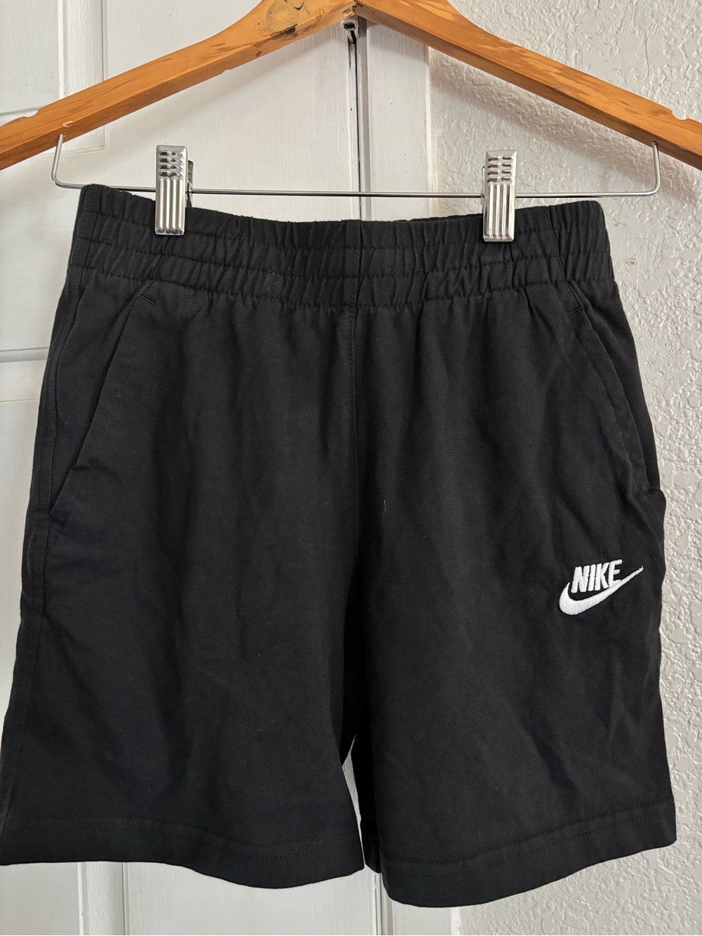 Nike Black Kids Athletic Shorts with White Swoosh